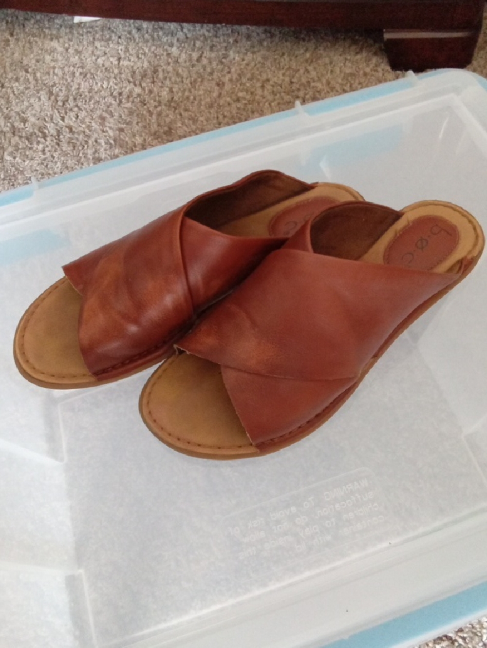BOC Brown Cross Slide Sandals